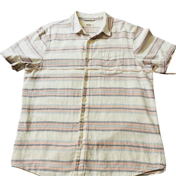Marine Layer Women’s White, Pink & Blue Striped Button Down Shirt Size M/L - Picture 3 of 8